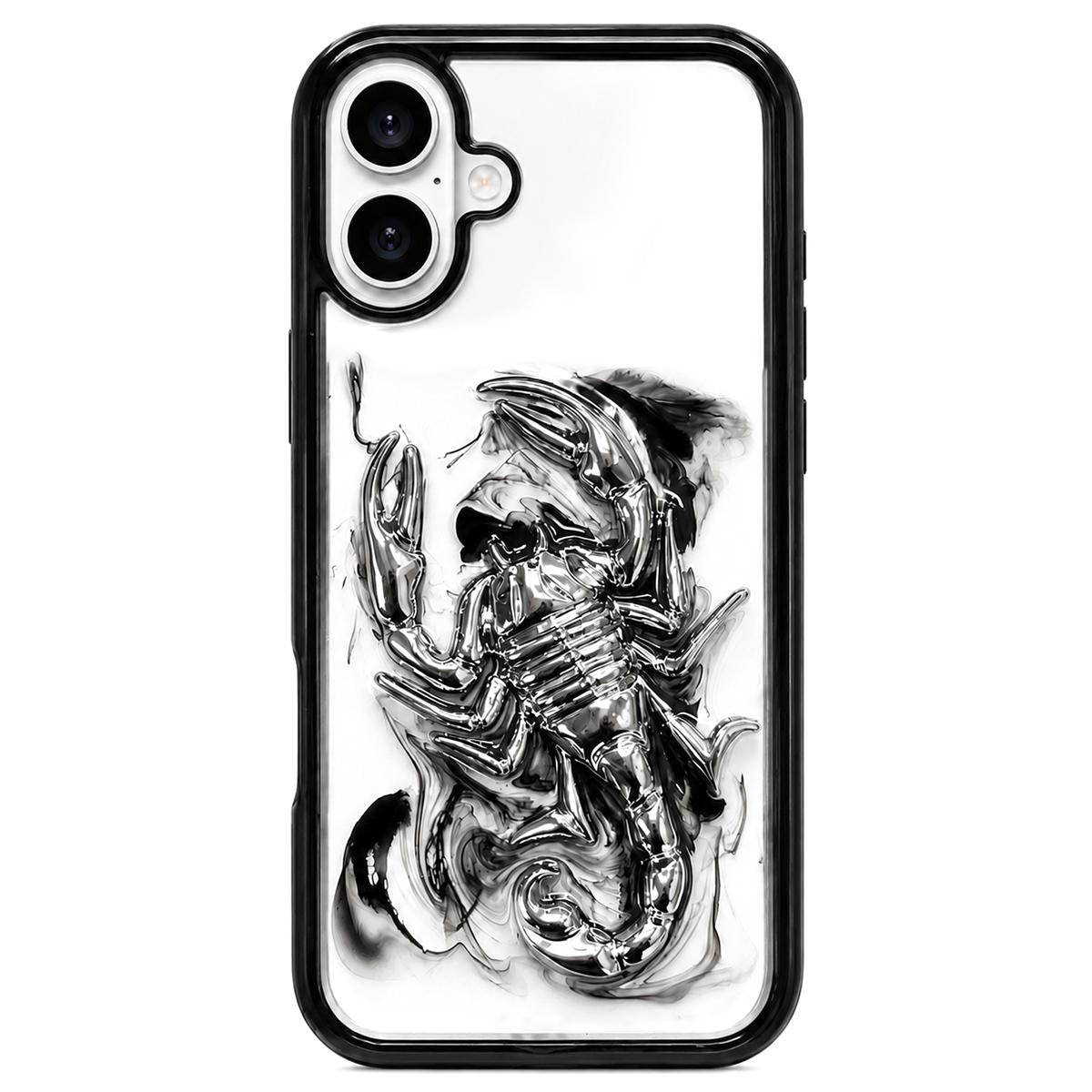 For iPhone 17 Epoxy Resin Diffusion Scorpion Acrylic Phone Case - Light Ink - EDA009987703A