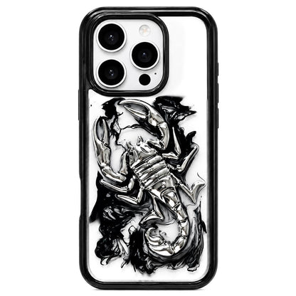 For iPhone 16 Pro Max Epoxy Resin Diffusion Scorpion Acrylic Phone Case - Dark Ink - EDA009987705B