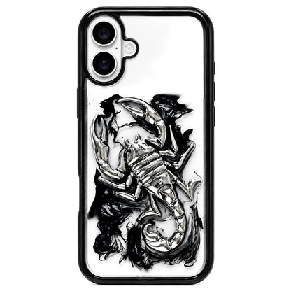For iPhone 16 Epoxy Resin Diffusion Scorpion Acrylic Phone Case - Dark Ink - EDA009987708B