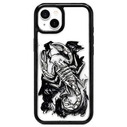 For iPhone 14 Plus Epoxy Resin Diffusion Scorpion Acrylic Phone Case - Dark Ink - EDA009987715B