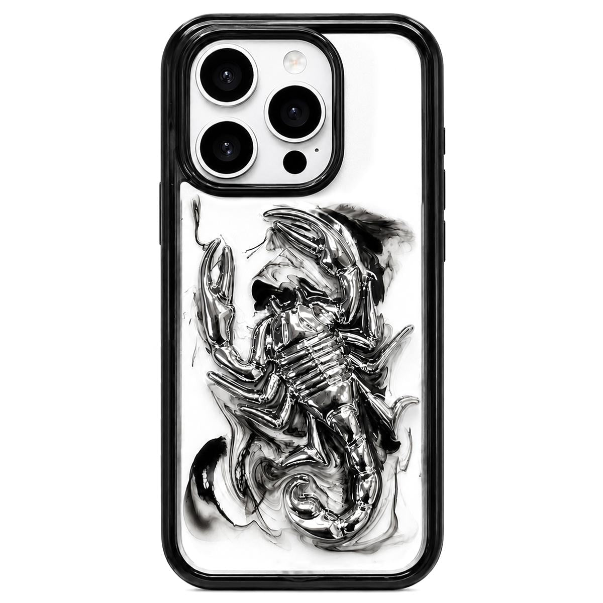For iPhone 13 Pro Epoxy Resin Diffusion Scorpion Acrylic Phone Case - Light Ink - EDA009987718A