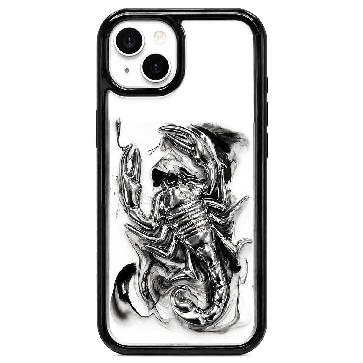 For iPhone 13 Epoxy Resin Diffusion Scorpion Acrylic Phone Case - Light Ink - EDA009987719A