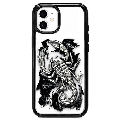 For iPhone 12 Epoxy Resin Diffusion Scorpion Acrylic Phone Case - Dark Ink - EDA009987722B