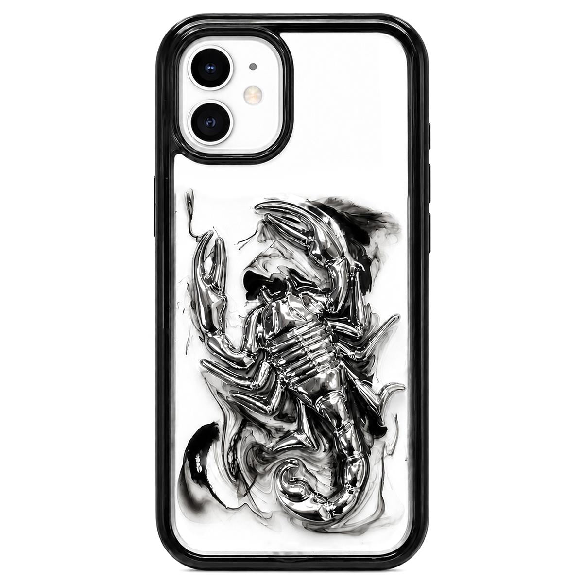 For iPhone 11 Epoxy Resin Diffusion Scorpion Acrylic Phone Case - Light Ink - EDA009987723A