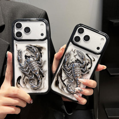 For iPhone 15 Plus Epoxy Resin Diffusion Scorpion Acrylic Phone Case - Dark Ink - EDA009987711B
