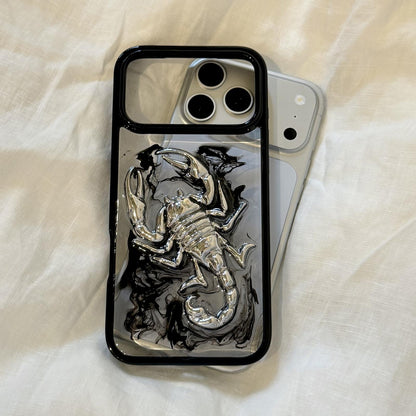 For iPhone 17 Pro Max Epoxy Resin Diffusion Scorpion Acrylic Phone Case - Light Ink - EDA009987701A