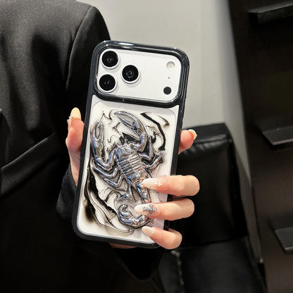 For iPhone 14 Epoxy Resin Diffusion Scorpion Acrylic Phone Case - Light Ink - EDA009987716A
