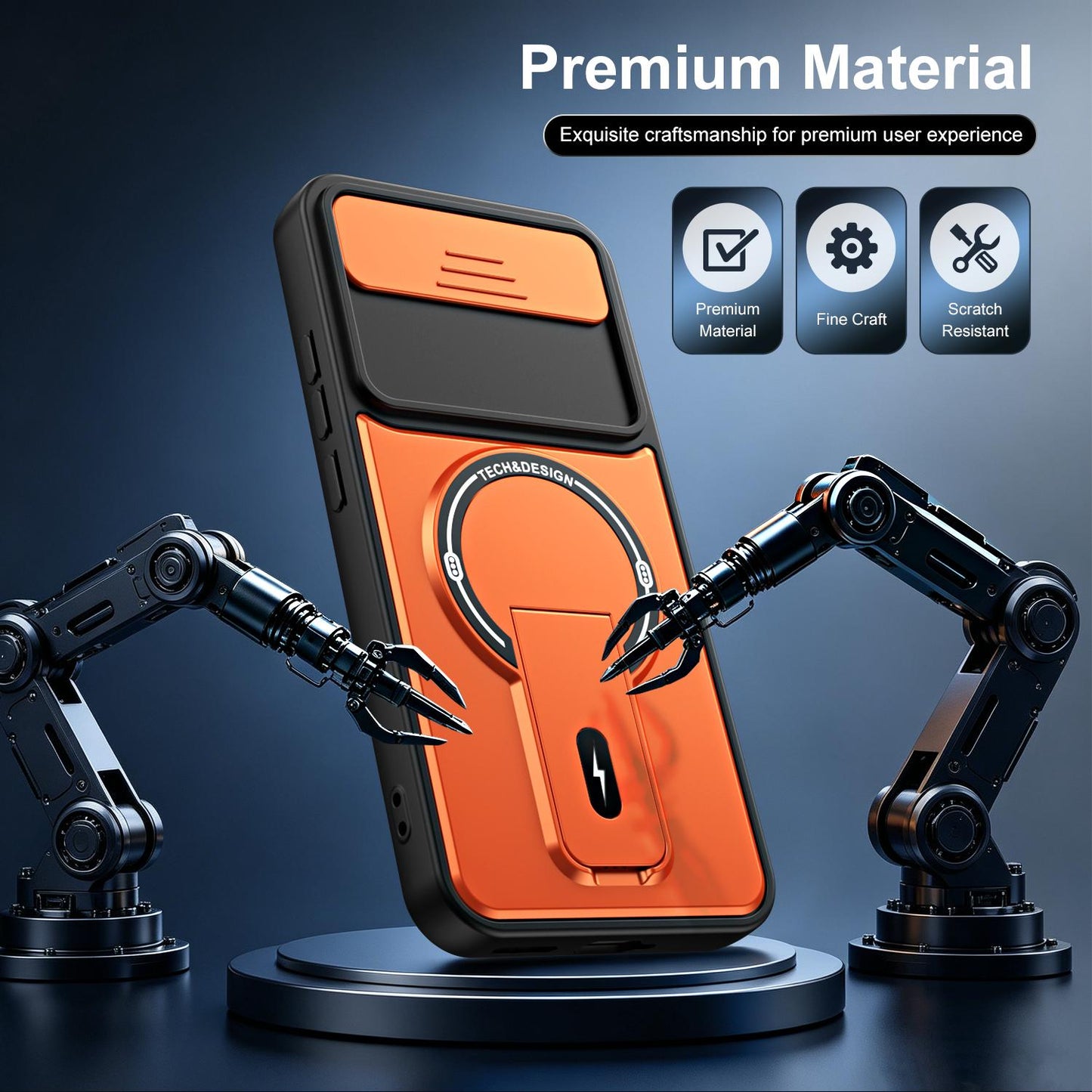 For Realme 16 5G Sliding Camshield Holder Magnetic Phone Case(Orange)