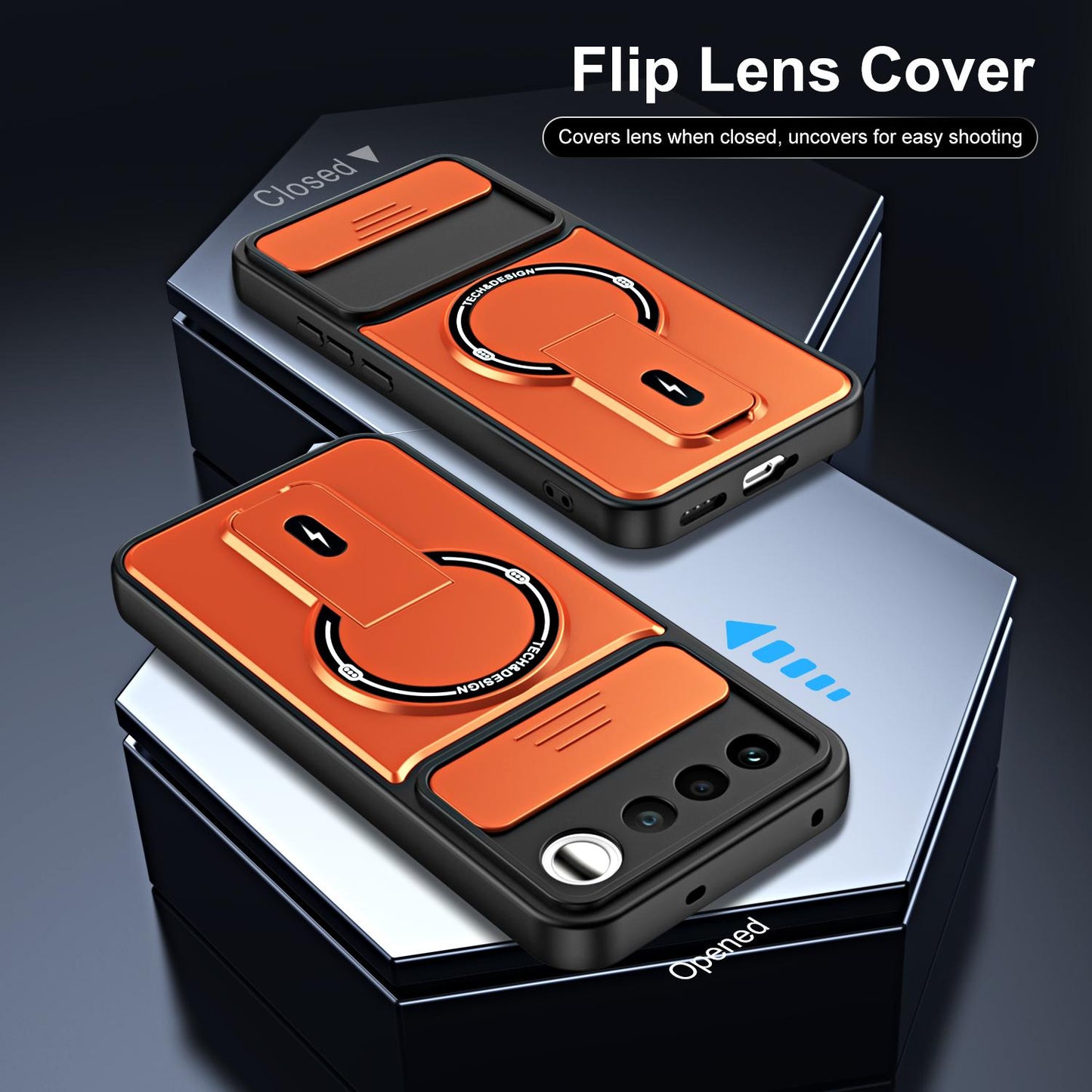 For Realme 16 5G Sliding Camshield Holder Magnetic Phone Case(Orange)