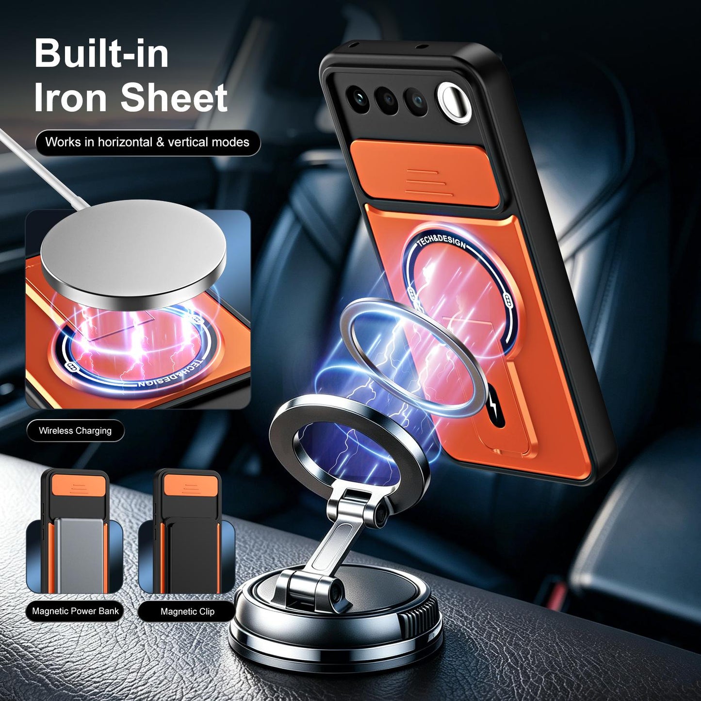 For Realme 16 5G Sliding Camshield Holder Magnetic Phone Case(Orange)