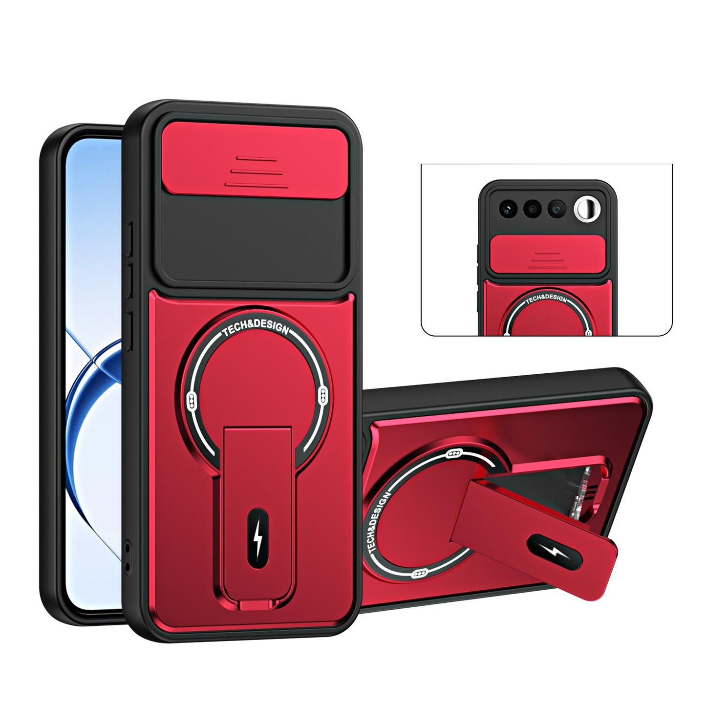 For Realme 16 5G Sliding Camshield Holder Magnetic Phone Case(Red)