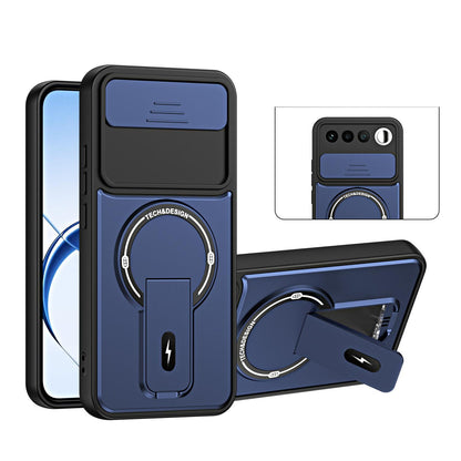 For Realme 16 5G Sliding Camshield Holder Magnetic Phone Case(Blue)