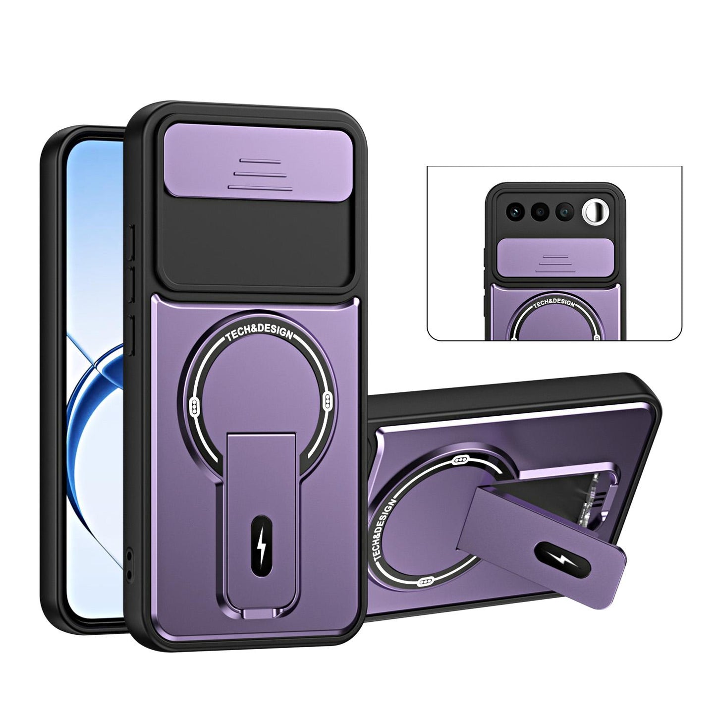 For Realme 16 5G Sliding Camshield Holder Magnetic Phone Case(Purple)