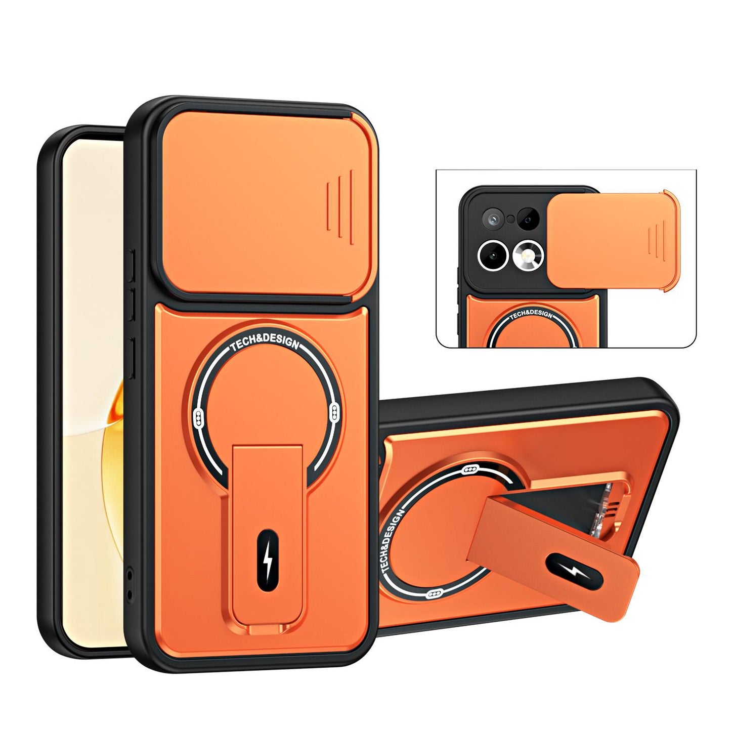 For Realme 16 Pro 5G Sliding Camshield Holder Magnetic Phone Case(Orange)