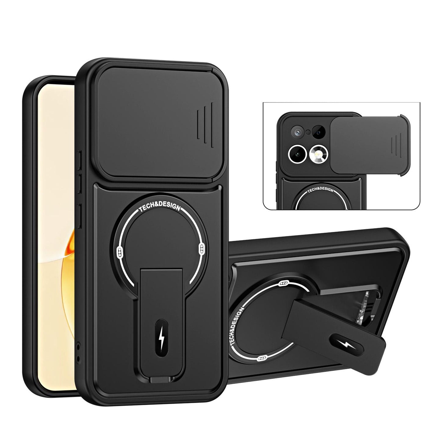 For Realme 16 Pro 5G Sliding Camshield Holder Magnetic Phone Case(Black)