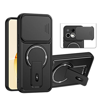 For Realme 16 Pro 5G Sliding Camshield Holder Magnetic Phone Case(Black)