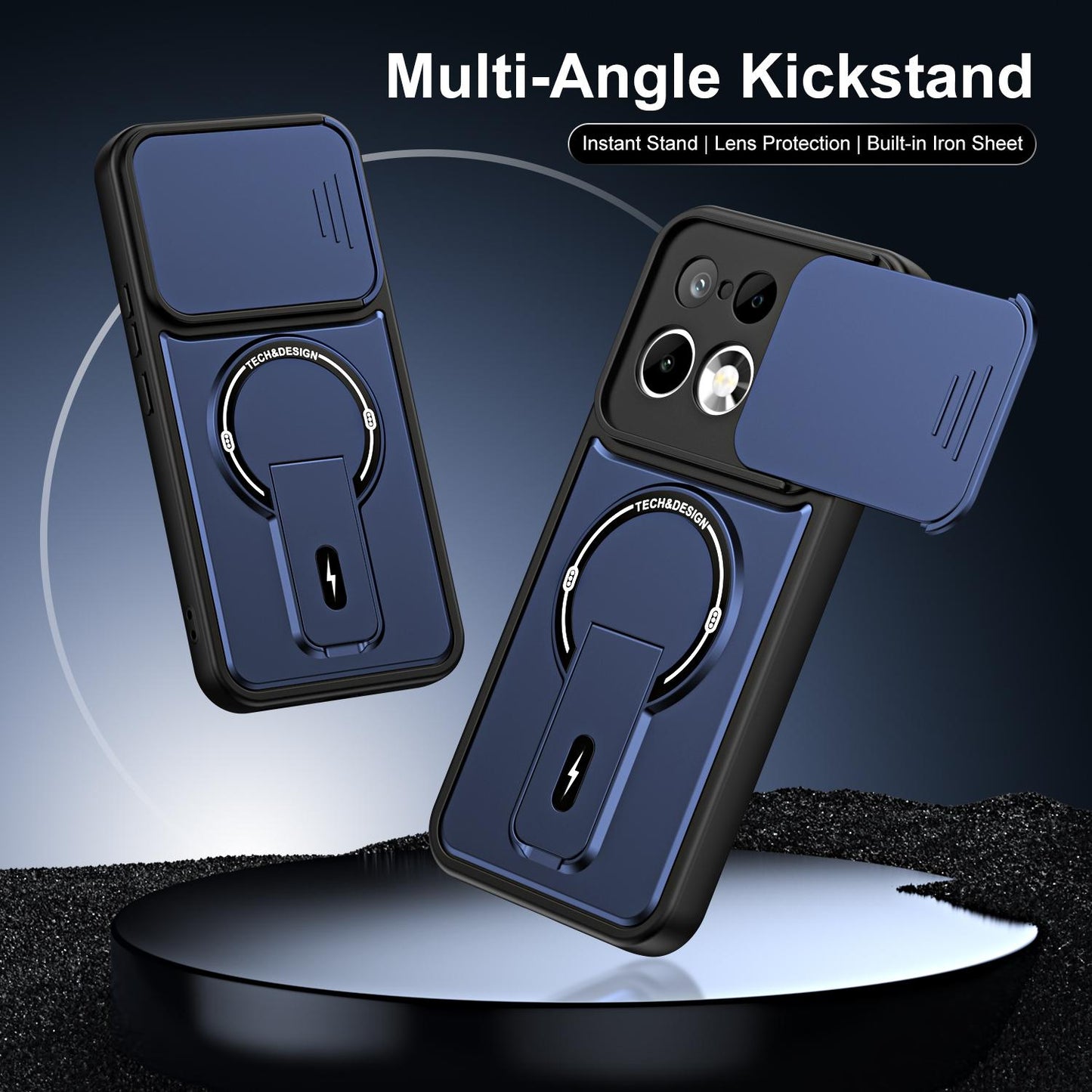 For Realme 16 Pro 5G Sliding Camshield Holder Magnetic Phone Case(Black)