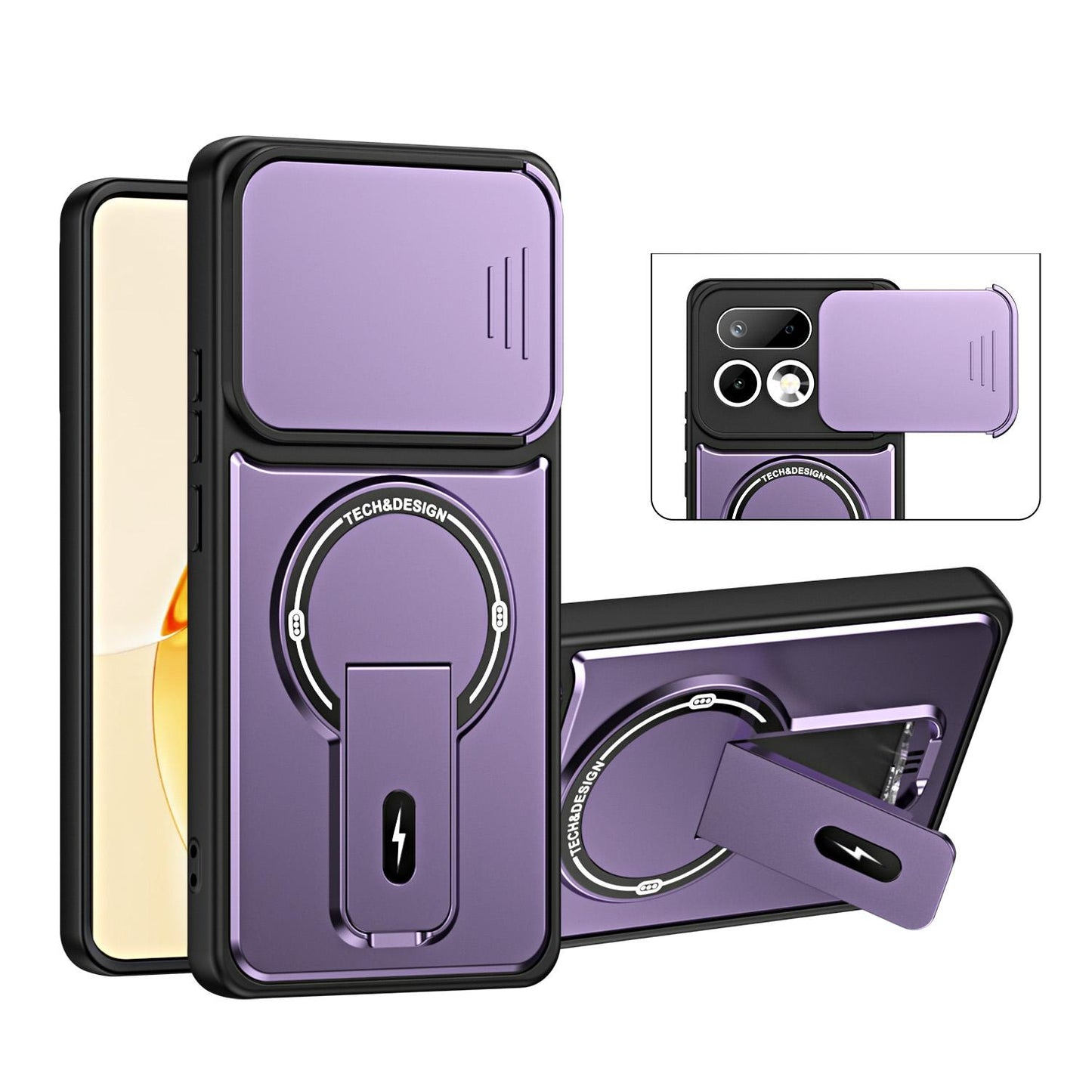 For Realme 16 Pro+ 5G Sliding Camshield Holder Magnetic Phone Case(Purple)