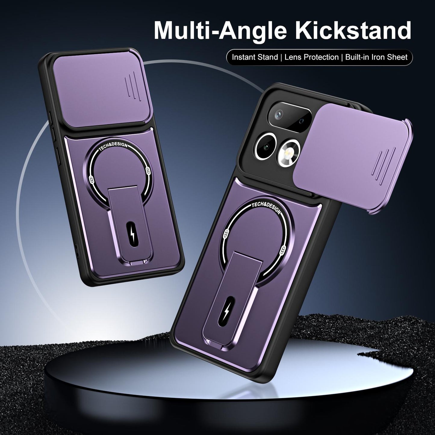 For Realme 16 Pro+ 5G Sliding Camshield Holder Magnetic Phone Case(Purple)