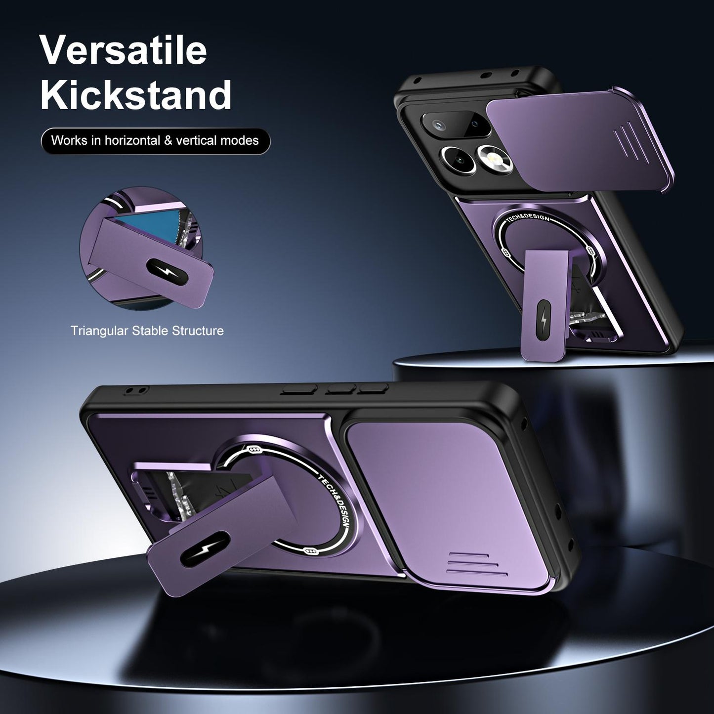 For Realme 16 Pro+ 5G Sliding Camshield Holder Magnetic Phone Case(Purple)