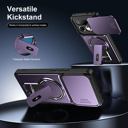 For Realme 16 Pro+ 5G Sliding Camshield Holder Magnetic Phone Case(Purple)