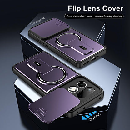 For Realme 16 Pro+ 5G Sliding Camshield Holder Magnetic Phone Case(Purple)
