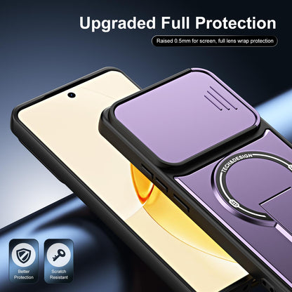 For Realme 16 Pro+ 5G Sliding Camshield Holder Magnetic Phone Case(Purple)