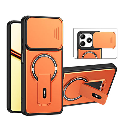 For Realme C61 / C63 4G / Note 60 India Sliding Camshield Holder Magnetic Phone Case(Orange)