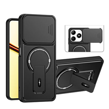 For Realme C61 / C63 4G / Note 60 India Sliding Camshield Holder Magnetic Phone Case(Black)