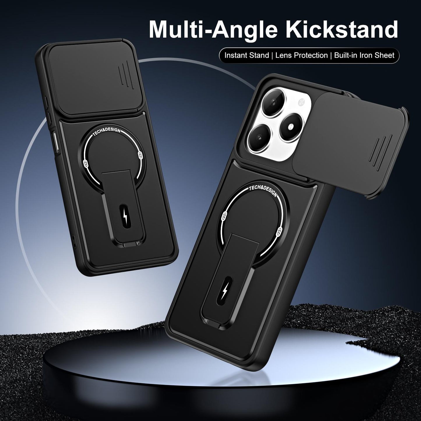 For Realme C61 / C63 4G / Note 60 India Sliding Camshield Holder Magnetic Phone Case(Black)