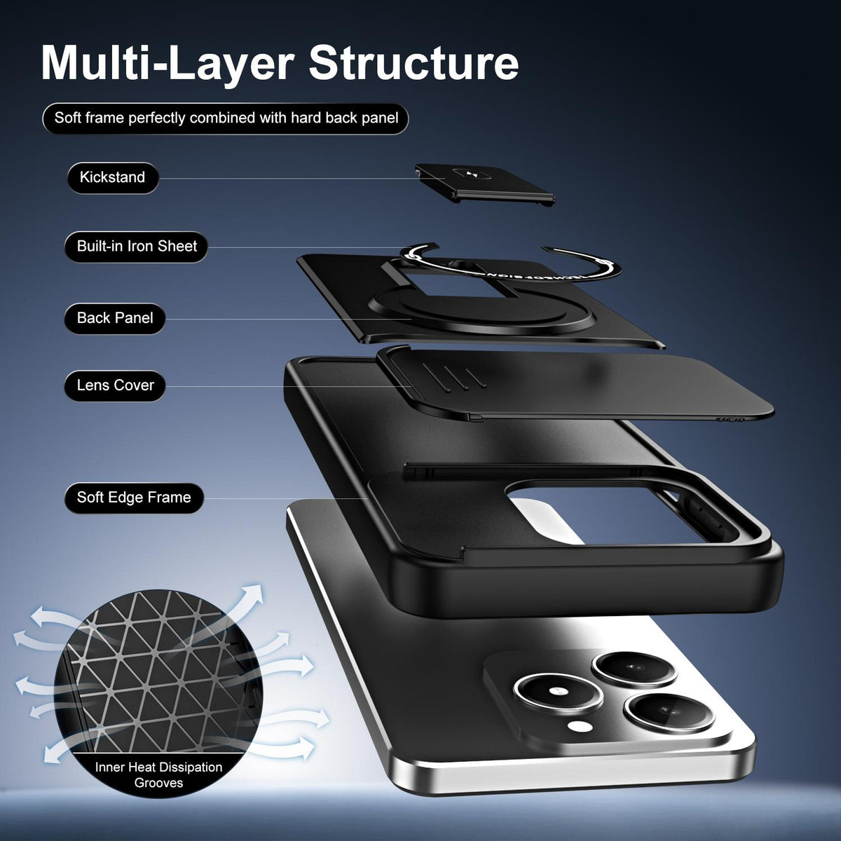 For Realme C61 / C63 4G / Note 60 India Sliding Camshield Holder Magnetic Phone Case - Black - EDA009987804B