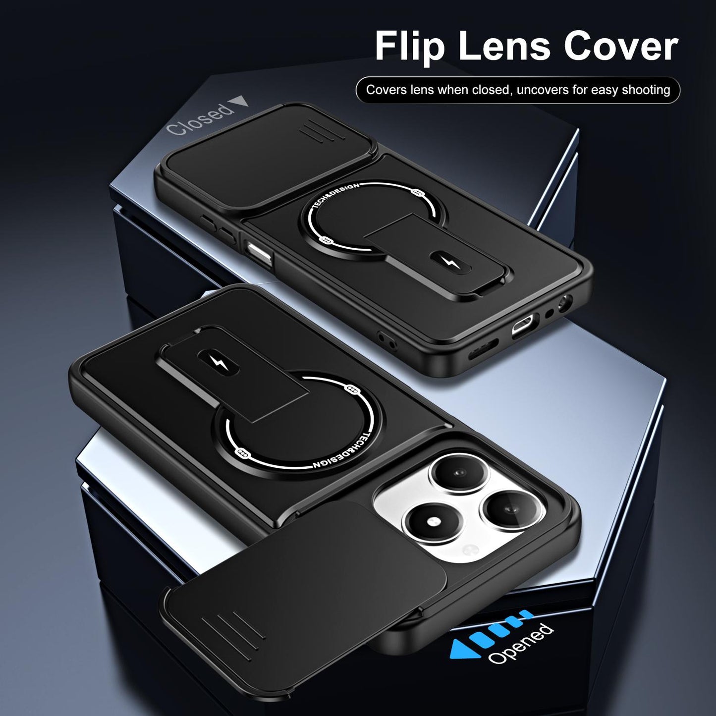 For Realme C61 / C63 4G / Note 60 India Sliding Camshield Holder Magnetic Phone Case(Blue)