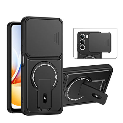 For Realme C71 4G / P3 Lite 4G Sliding Camshield Holder Magnetic Phone Case(Black)