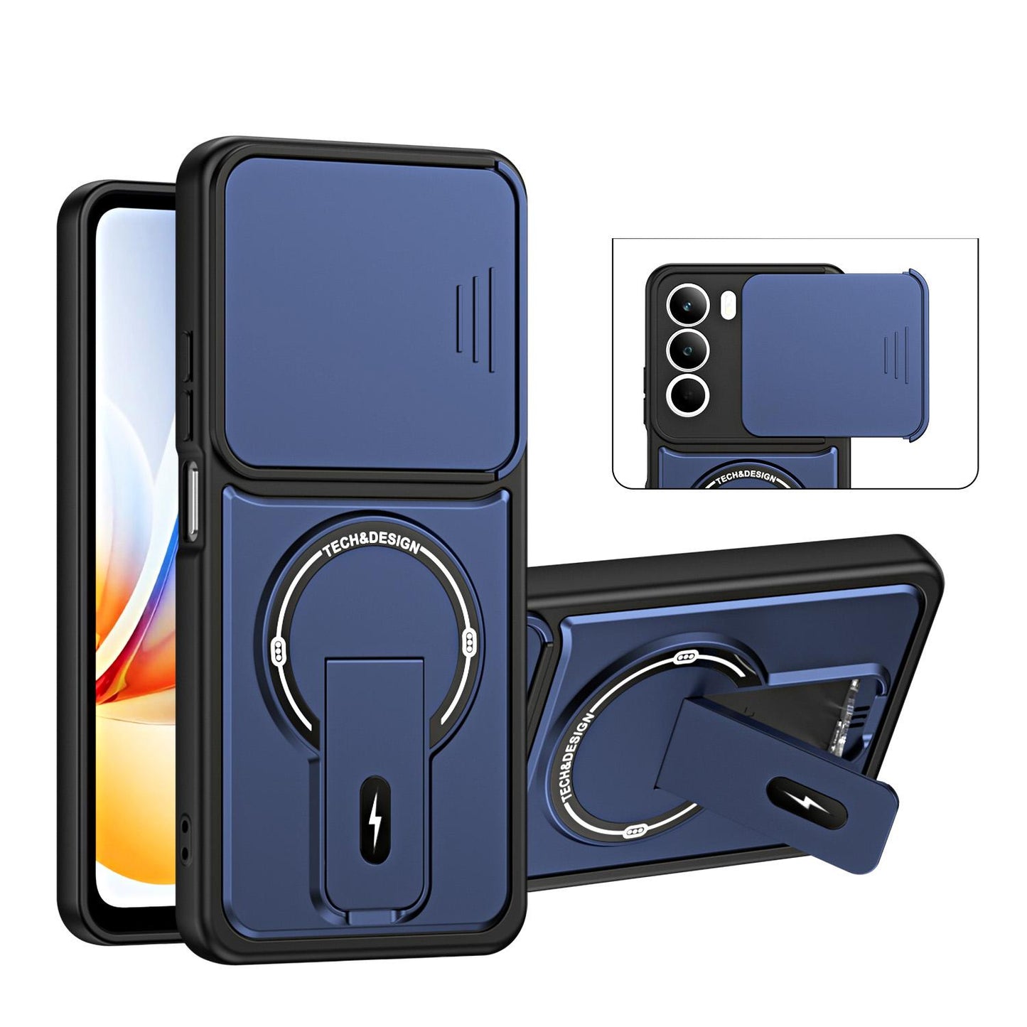 For Realme C71 4G / P3 Lite 4G Sliding Camshield Holder Magnetic Phone Case(Blue)