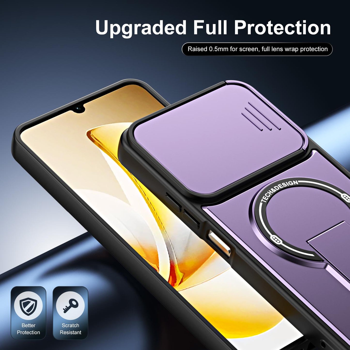 For Realme C71 4G India / Note 70 Sliding Camshield Holder Magnetic Phone Case(Orange)
