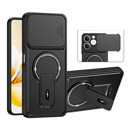 For Realme C71 4G India / Note 70 Sliding Camshield Holder Magnetic Phone Case(Black)