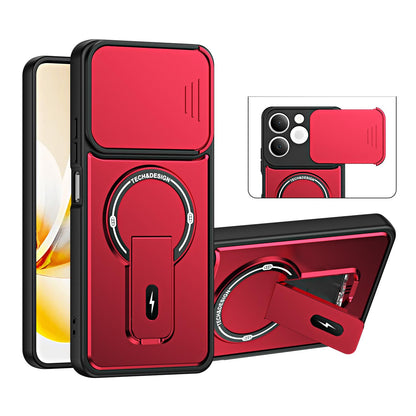 For Realme C71 4G India / Note 70 Sliding Camshield Holder Magnetic Phone Case(Red)