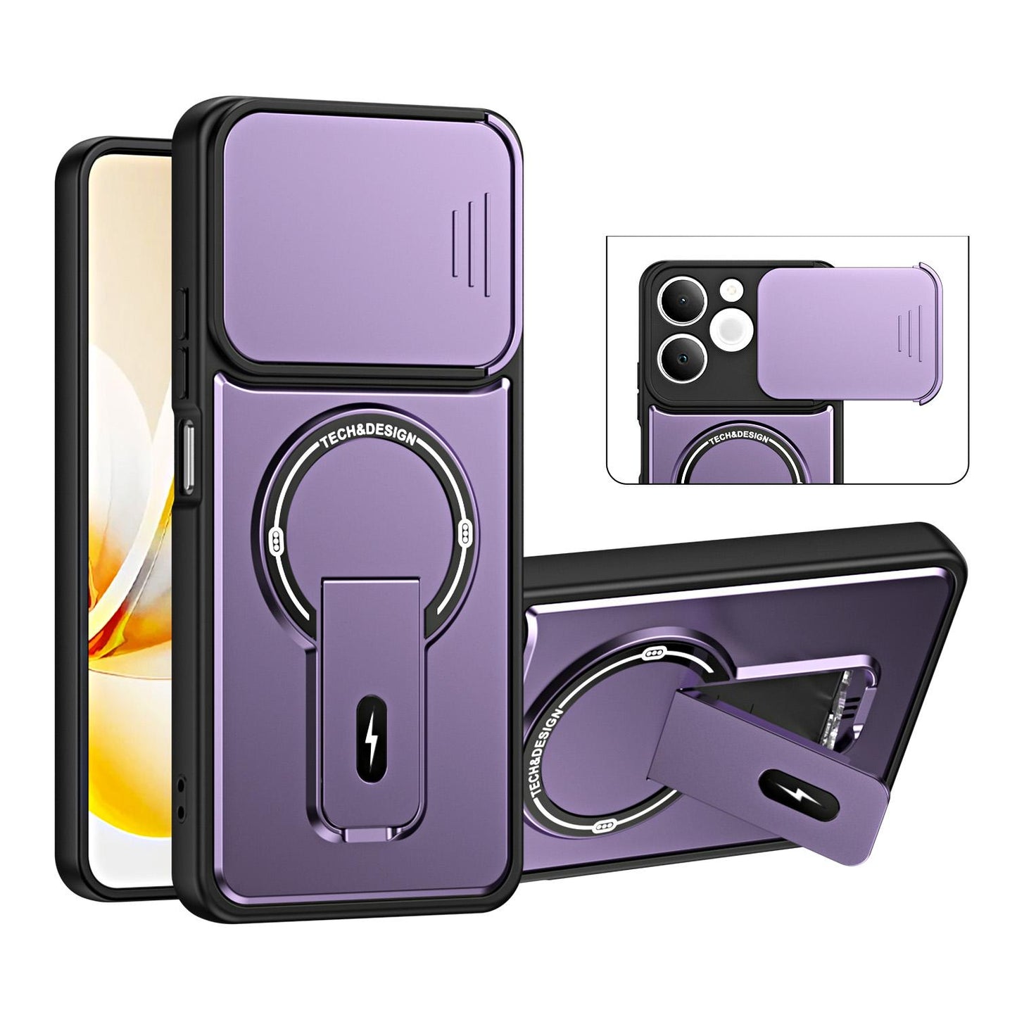 For Realme C71 4G India / Note 70 Sliding Camshield Holder Magnetic Phone Case(Purple)