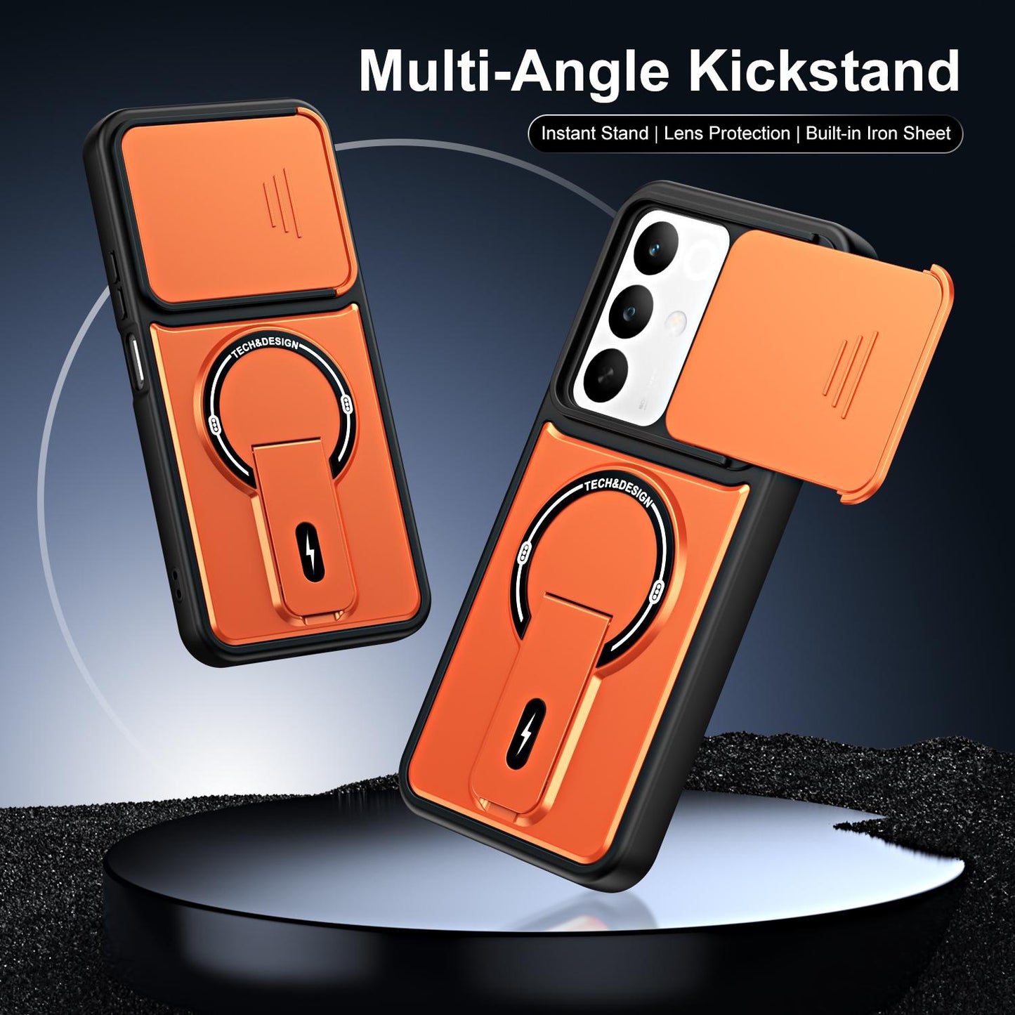 For Realme C85 / C83 5G / 15x India Sliding Camshield Holder Magnetic Phone Case(Orange)