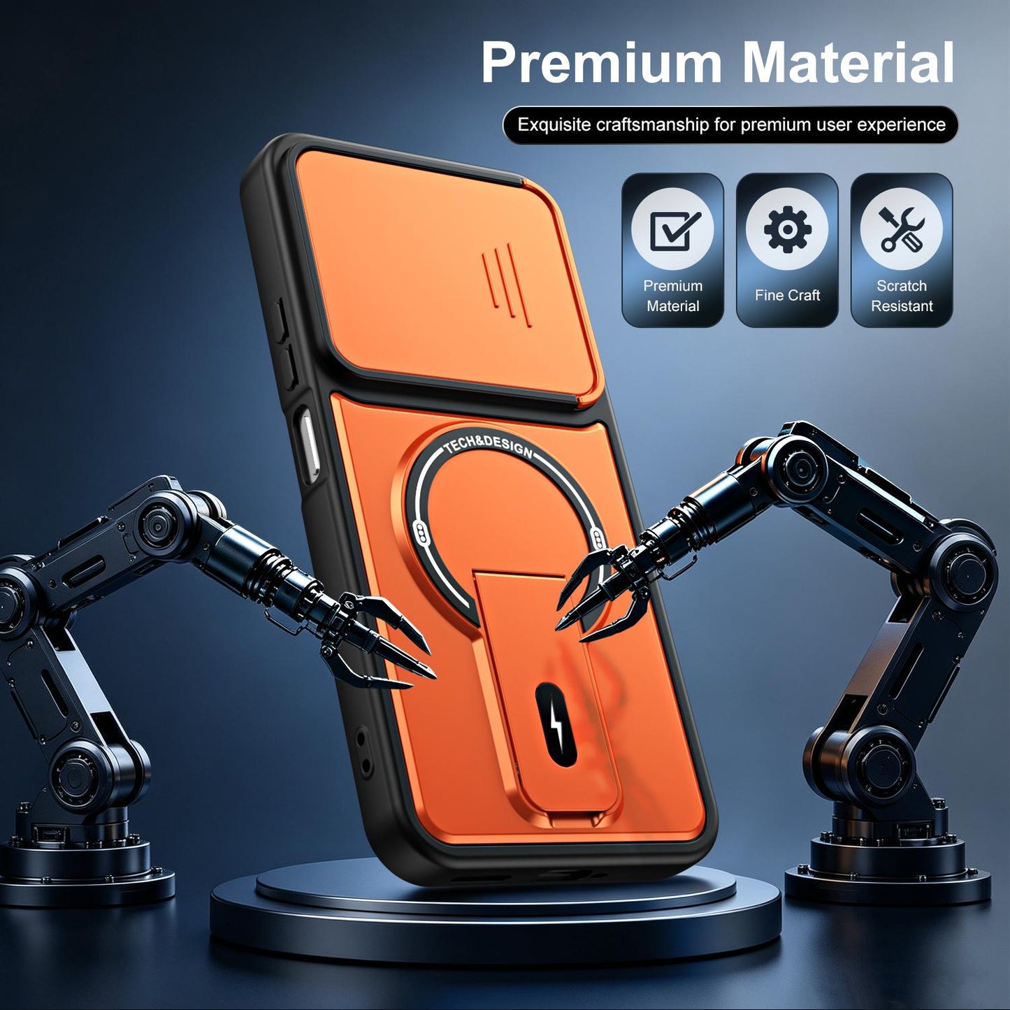 For Realme C85 / C83 5G / 15x India Sliding Camshield Holder Magnetic Phone Case(Orange)