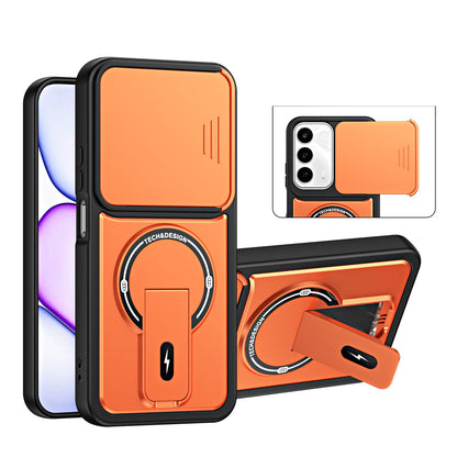 For Realme C100 4G / C100x / C100i Sliding Camshield Holder Magnetic Phone Case(Orange)