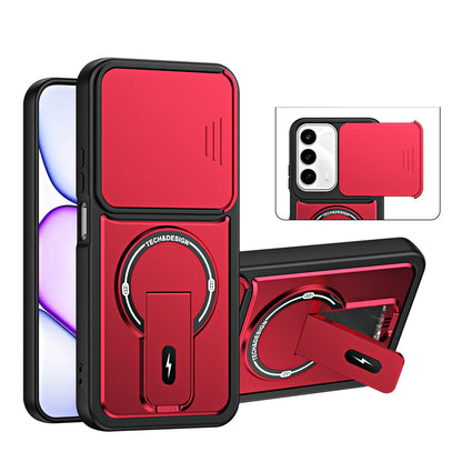 For Realme C100 4G / C100x / C100i Sliding Camshield Holder Magnetic Phone Case(Red)