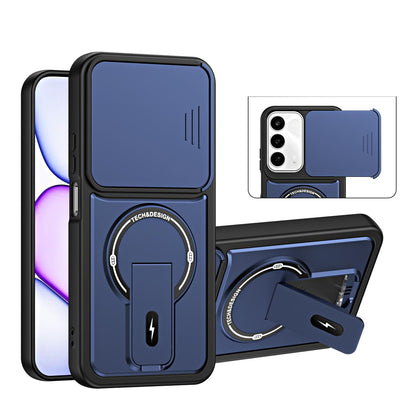 For Realme C100 4G / C100x / C100i Sliding Camshield Holder Magnetic Phone Case(Blue)