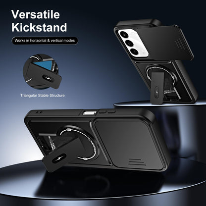 For Realme C100 4G / C100x / C100i Sliding Camshield Holder Magnetic Phone Case(Blue)