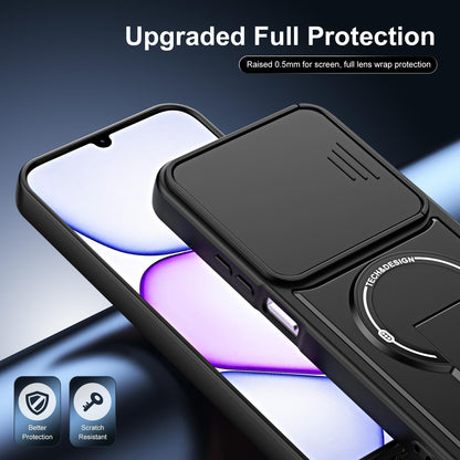 For Realme C100 4G / C100x / C100i Sliding Camshield Holder Magnetic Phone Case(Blue)