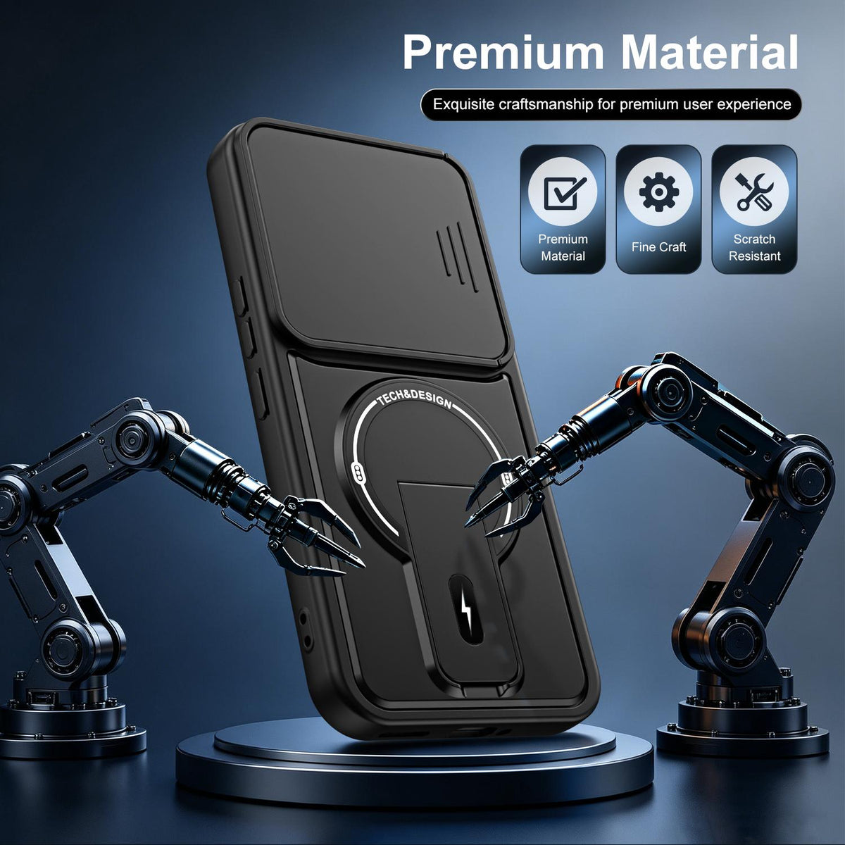 For Tecno Camon 50 4G Sliding Camshield Holder Magnetic Phone Case - Orange - EDA009987901A