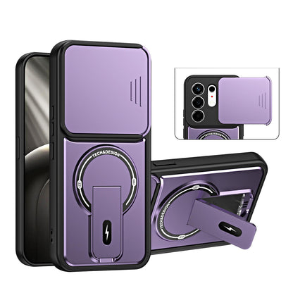 For Tecno Camon 50 4G Sliding Camshield Holder Magnetic Phone Case - Purple - EDA009987901E