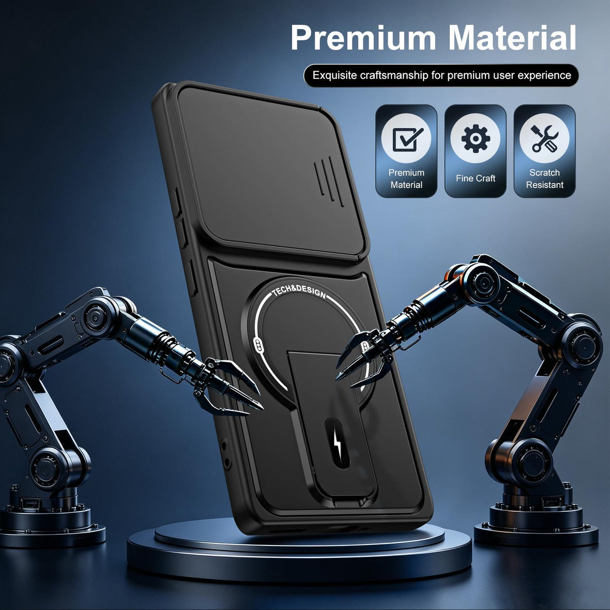 For Tecno Pova Curve 5G Sliding Camshield Holder Magnetic Phone Case - Orange - EDA009987902A