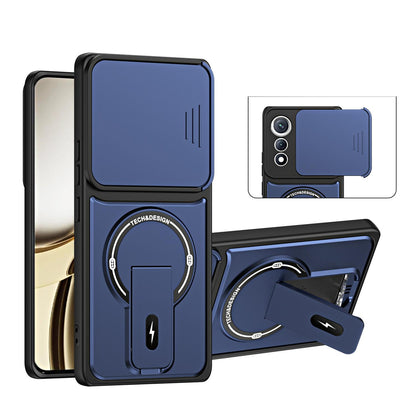 For Tecno Pova Curve 5G Sliding Camshield Holder Magnetic Phone Case - Blue - EDA009987902D
