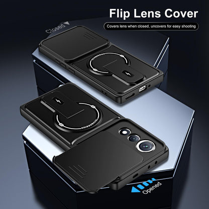 For Tecno Pova Curve 5G Sliding Camshield Holder Magnetic Phone Case - Blue - EDA009987902D